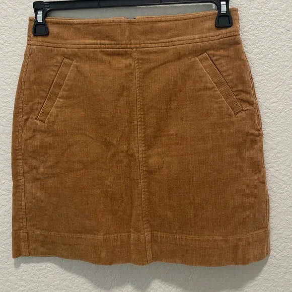 Ann Taylor LOFT Corduroy Mini Skirt Copper-Brown Women's Size 0 - Picture 2 of 6